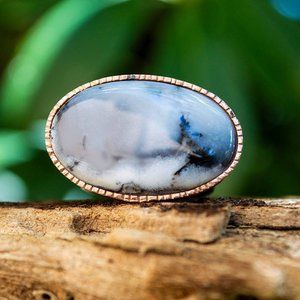 Bountiful Dendritic Agate Solitaire Sterling Silver Ring